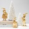 Resin Vintage Gold Bunny Decor Rabbit Figurines, Small Easter Bunny Figurine Set of 3, Vintage Easter Rabbit Statue Table for Home Decoration, Spring Easter Gift (2D Bunny Family)